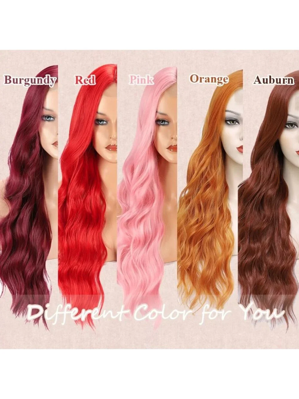 26 Inch Women's Burgundy Long Wavy Curly Hair Wig Halloween Cosplay